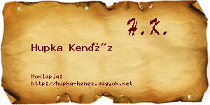 Hupka Kenéz névjegykártya
